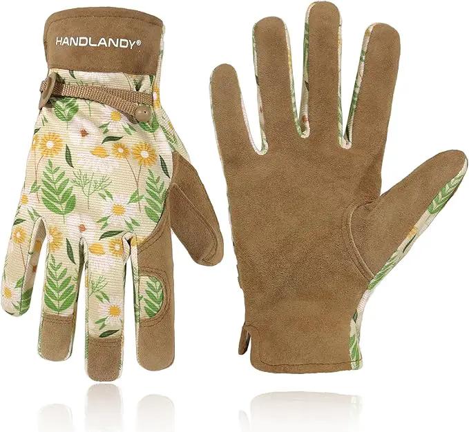 HLDD HANDLANDY Work Gloves for Women and Ladies, Leather Gardening Gloves Flexible Mechanic Working Gloves by GreenHaven Gardens