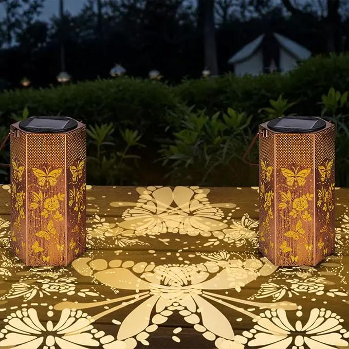 4 Pack Butterfly Solar Lanterns Outdoor Waterproof - Birthday Gifts for Women, Mom, Butterflies Solar Lights Outdoor Hanging Garden Decor for Outside, Patio, Outdoor, Yard, Lawn, Balcony by GreenHaven Gardens