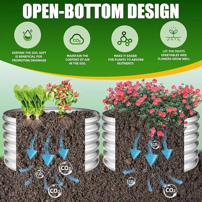 17" Tall Elevated Round Metal Rised Garden Bed- 2.7'x2.7' in Size and 0.8MM Thick Durable Planter Box for Vegetables Flowers Succulent at Patio/Garden Outdoor (Silver, 2.7FT Diameter) by GreenHaven Gardens