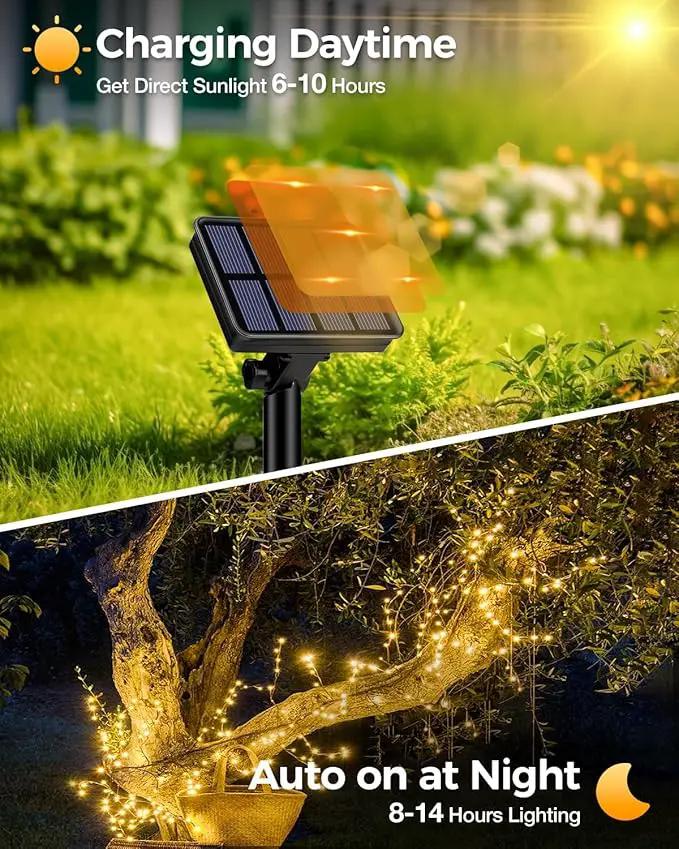 3 Pack Solar Fairy Lights for Outside Waterproof, Total 147FT 450LED Solar String Lights Outdoor 8 Modes Solar Twinkle Lights for Garden Yard Christmas Tree Wedding Party Decor, Warm White by GreenHaven Gardens