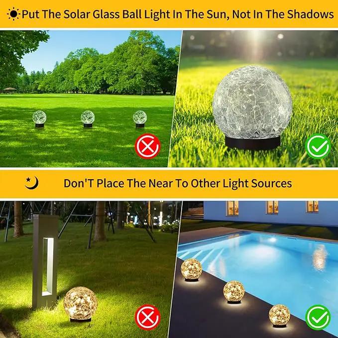 Solar Globe Lights Outdoor Waterproof-Solar Balls Garden-Cracked Glass Ball Solar Lights Outdoor-Solar Orbs Outside-Outdoor Decorations Patio & Yard Lawn Backyard Decor (GUO-XBQ-2-2-2) by GreenHaven Gardens