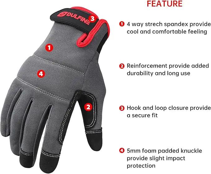 DULFINE Flex Grip Mechanic Work Gloves for Men,Black and Red Utility Safety Working Gloves Touch Screen,Excellent Grip,Ideal for Working on Cars and Outdoor Jobs(XX-Large) by GreenHaven Gardens