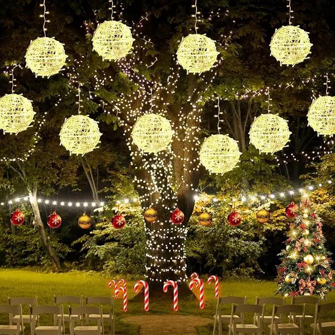 Christmas String Lights Outdoors,4 Pack 7.96" Sphere Lights,Ball Tree Garden Globe Lights for Home, Party, Christmas, Porch Patio,Wedding, Garden,Tree Decoration with Plug by GreenHaven Gardens