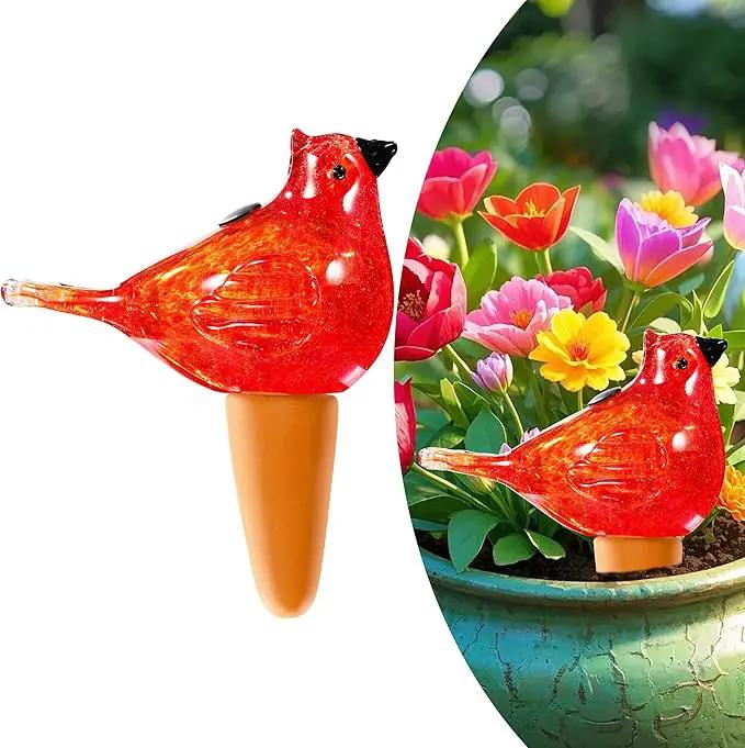 Glass Bird Shaped Plant Watering Ball Glass Automatic Watering Ball Flower Pot Insertion Spike Drip Irrigation Device Watering Ball Irrigation System Plant Enthusiast Gift (Red) by GreenHaven Gardens