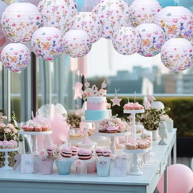Riakrum 12 Pcs Wildflower Paper Lantern Set Floral Party Decorations Flower Paper Round Lanterns Wildflower Lantern Kit for Spring Baby Shower Bridal Shower Wedding Birthday Tea Party Supplies by GreenHaven Gardens