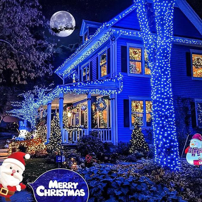 JMEXSUSS 2 Pack Blue Solar Christmas Lights, Total 400 LED 151FT Solar String Lights Outdoor Waterproof, 8 Modes Blue Christmas String Light for Outside Garden Party Patio Tree Decorations by GreenHaven Gardens