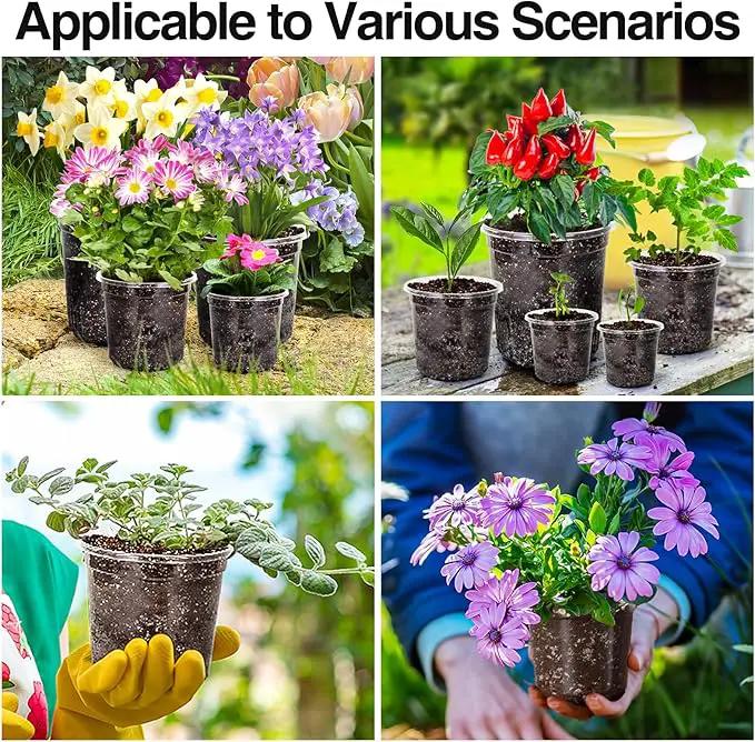 Bonviee Clear Nursery Pots for Plants, 4 Inch Plastic Seedling Pots with Drainage Holes, Planters for Indoor Plants and Small Seed Starters, High Transparency Flower Pots with 20 Plant Labels, 60 Pack by GreenHaven Gardens