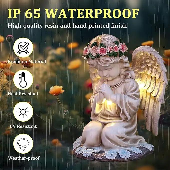 Choies Solar Angel Garden Statue Outdoor Decor,Praying Angel Sculpture for Outside,Home,Patio,Yard,Cemetery,Perfect Birthday or Valentines Day Angel Gifts for Women,Mom by GreenHaven Gardens