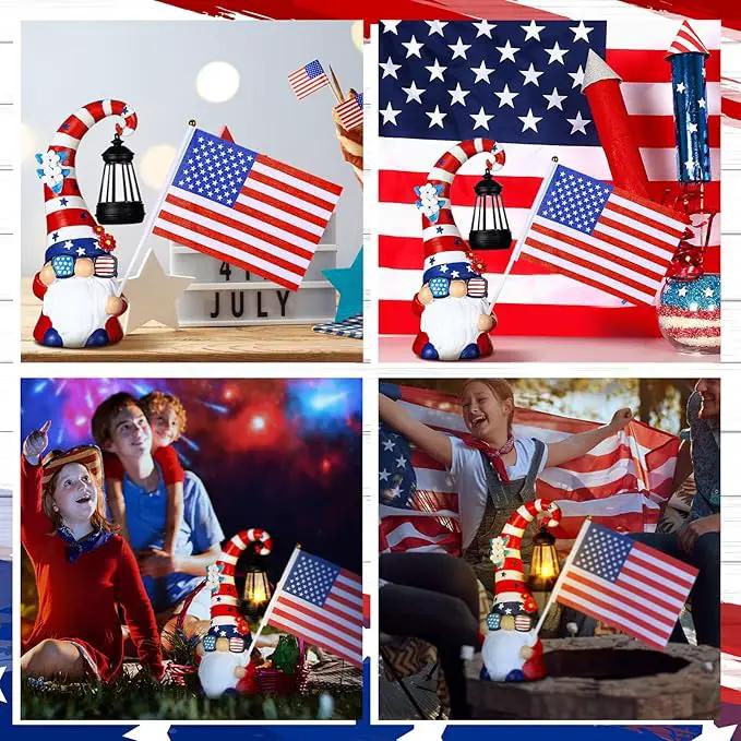 VIHOSE 11.8 Inch 4th of July Patriotic Solar Gnomes Statues USA Solar Gnome Outdoor Figurine Lights for Outside Lawn Ornaments Garden Porch Patio Balcony Yard Fourth of July Gifts for Mom Women by GreenHaven Gardens