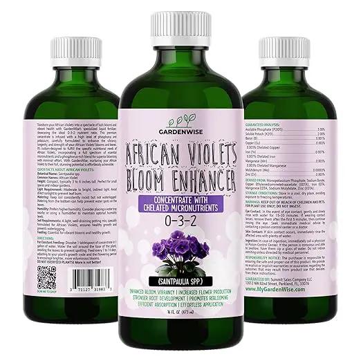 0-3-2 African Violet Fertilizer for Indoor Plants: Concentrated Plant Food – Plant Fertilizer, Bloom Booster for All Violets, Indoor Flowering Plants, Vigorous Growth and Blooming (8 OZ) by GreenHaven Gardens