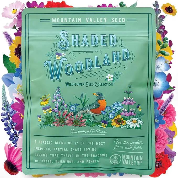 Wildflower Seed Bulk, 3 Oz. (80,000+ Seeds) – 19 Non-GMO Flower Seeds for Shade, Annual & Perennial Wild Flowers Mix for Partial Shade – Shade Tolerant by Mountain Valley Seed by GreenHaven Gardens