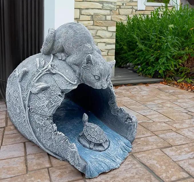 Teaeeno Cat Statues Decor Gutter Downspout Extension Decorative, Animal Statue Outdoor Decor, 3"×4" Rain Gutter Downspout Splash Block, Garden Splash Block Outdoor Sculpture, Rain Downspout Diverter by GreenHaven Gardens