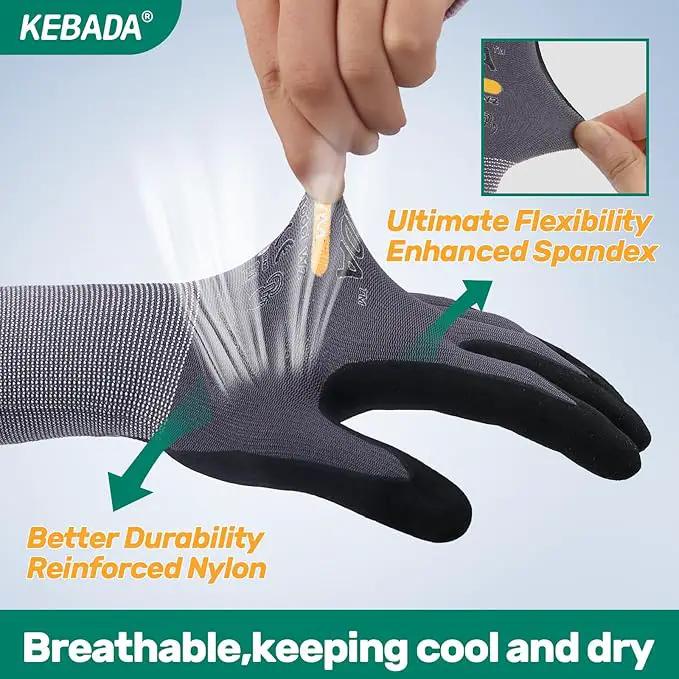 Kebada W2 Work Gloves for Men and Women, Nitrile Coated Working Gloves for Gardening, Construction, Warehouse, Safety Gloves for Work in Yard and Outdoors, 6 Pairs, Small by GreenHaven Gardens