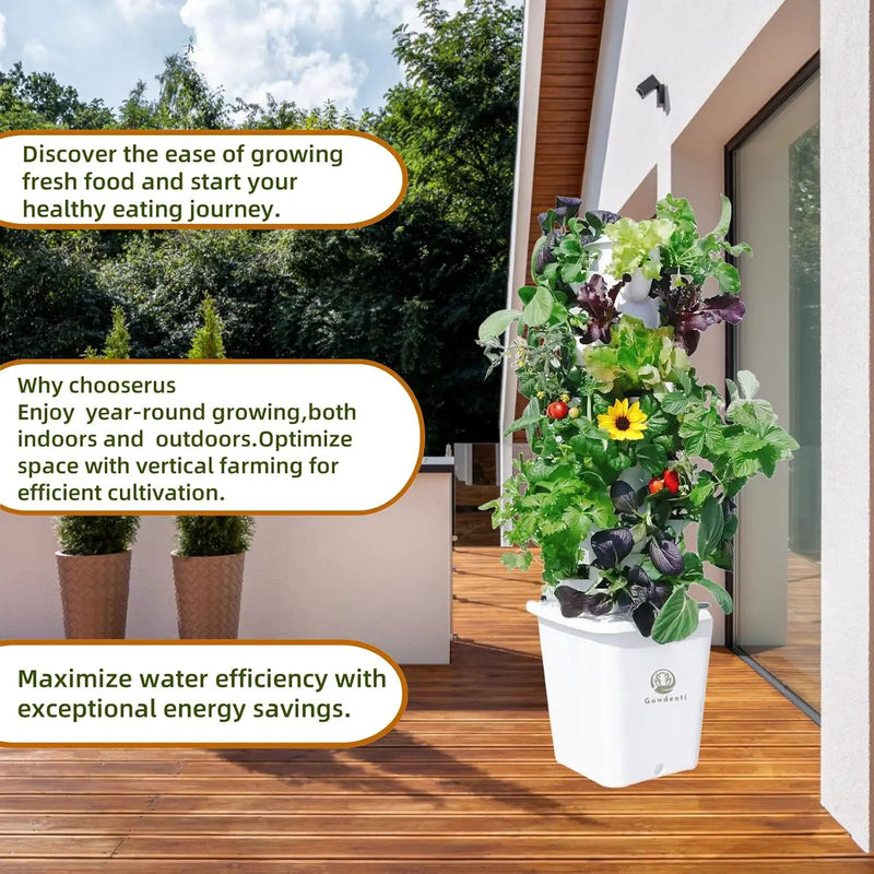Hydroponic Growing System Kit - Indoor Smart Hydroponic Vertical Garden,Hydroponic Vegetable System,30 Pods,with Pump System and Automatic Timer, White by GreenHaven Gardens