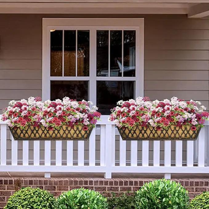 4 Pack 24 Inch Window Boxes Planters Railing Planter Box with Adjustable Brackets for Porch Fence Patio Balcony Hanging Flower Baskets with Coco Liners for Outdoor Garden Decor - Bronze by GreenHaven Gardens