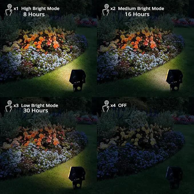 Solar Spot Lights Outdoor Waterproof IP65 Landscape Spotlights with Metal Stake Total 84ft Cable 6-in-1 Warm White Auto On/Off Dusk to Dawn Uplights for Trees Garden Yard Landscape Downlight by GreenHaven Gardens