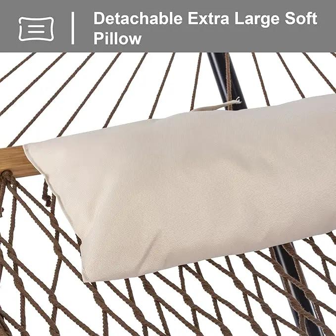 SUNCREAT Portable Hammock with Stand,Heavy Duty Standing Hammock, 450 lbs Capacity, Brown by GreenHaven Gardens