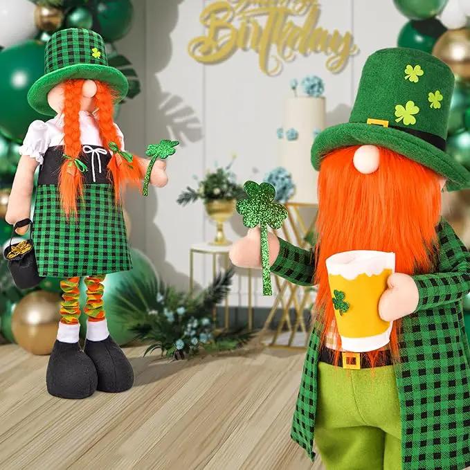 Large St Patricks Day Gnome Plush Decorations Outdoor, Cute Standing Saint Patricks Day Gnomes Gift Decor with Retractable Spring Legs, Placed Outside Yard/Porch/Garden/Indoor/Home/Office by GreenHaven Gardens