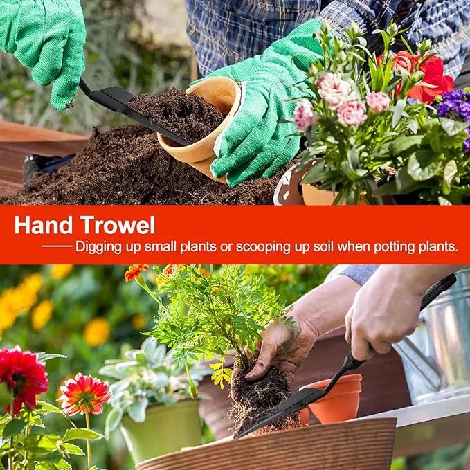 Garden Tools Set with Extension Handles, 5 Piece Thick Gardening Hand Tools, Heavy Duty Steel Rust-Proof Weeding Planting Tool Ideal Gardening Kit Gifts for Women and Men by GreenHaven Gardens