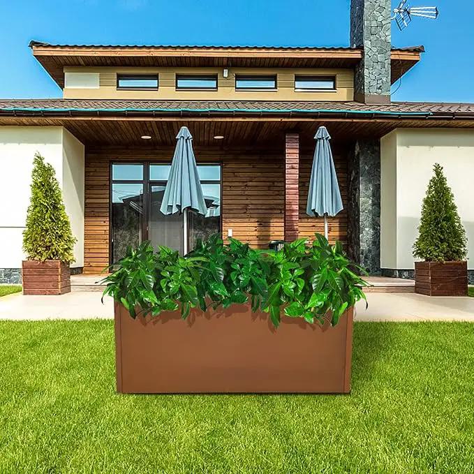 Corten Steel Planter Box Rectangular Planters Large Outdoor Planter Metal Planter Box for Tall Plant Trough Rustic Patina for Garden Yard Commercial Residential Farm 16 in x 31.5 in x 16 in by GreenHaven Gardens