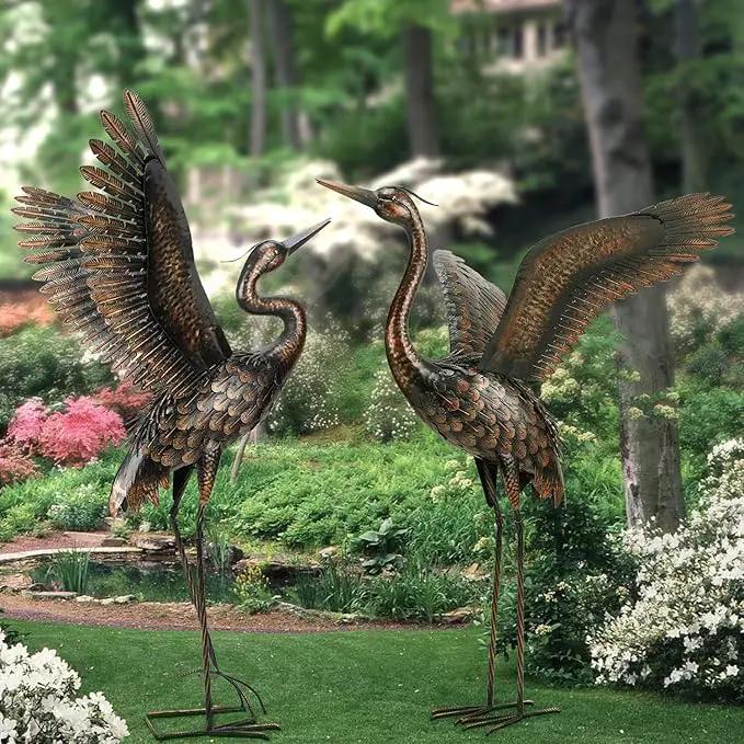 chisheen Garden Statue Outdoor Metal Heron Crane Yard Art Sculpture for Lawn Patio Backyard Decoration,46 inch (2-Pack) by GreenHaven Gardens