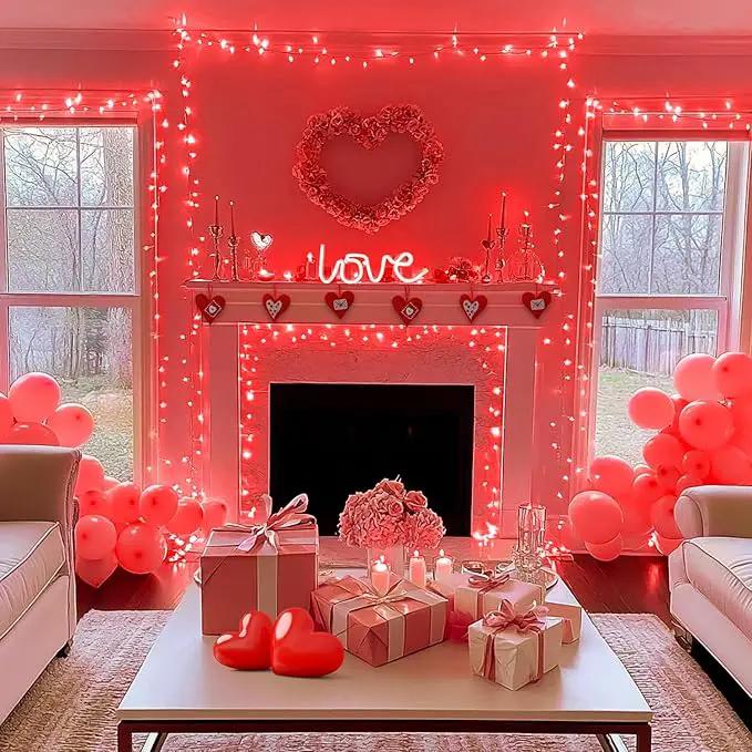 JMEXSUSS Red Christmas Lights Clear Wire, 66ft 200 LED Red Christmas String Lights Outdoor Indoor Plug in, 8 Modes Red String Twinkle Fairy Lights for Room Party Tree Decorations by GreenHaven Gardens