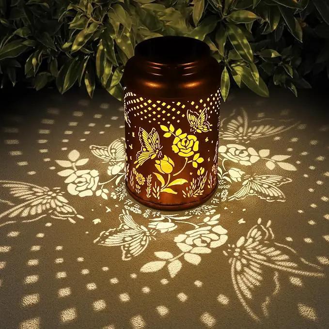 Rose Butterfly Decoration Solar Lanterns Outdoor Waterproof Garden Decor Gifts for Women Mon Grandma Metal Hanging Solar Lights for Outside LED Lanterns for Yard, Patio by GreenHaven Gardens