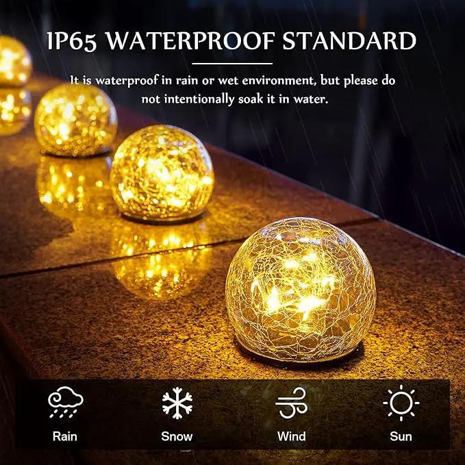 Honoson 3.9 Inch Solar Globe Lights Outdoor Waterproof, Solar Balls for Garden Cracked Glass Ball, Ground Landscape Garden Decor for Patio and Yard Lawn Backyard (4 Pieces) by GreenHaven Gardens