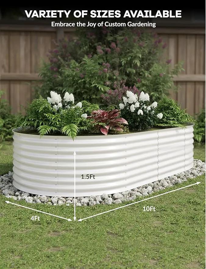 2 Pcs Raised Garden Beds Outdoor 10x4x1.5ft - Galvanized Steel Planter Box for Vegetables, Flowers, Rust-Resistant Garden Box, Easy Assembly Raised Beds, Durable Planters for Outdoor Plants, Beige by GreenHaven Gardens