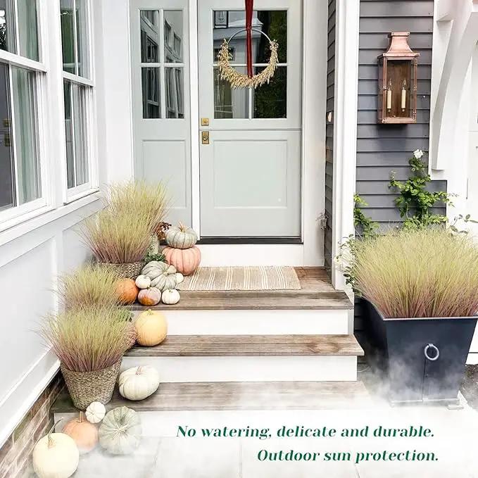48Pcs Artificial Grass Plants, Faux Shrubs Wheat Grass, Artificial Tall Grass Fake Plants for Outdoor Decor,Artificial Greenery Stems Weed for Room Indoor Home Decor（Light Purple） by GreenHaven Gardens