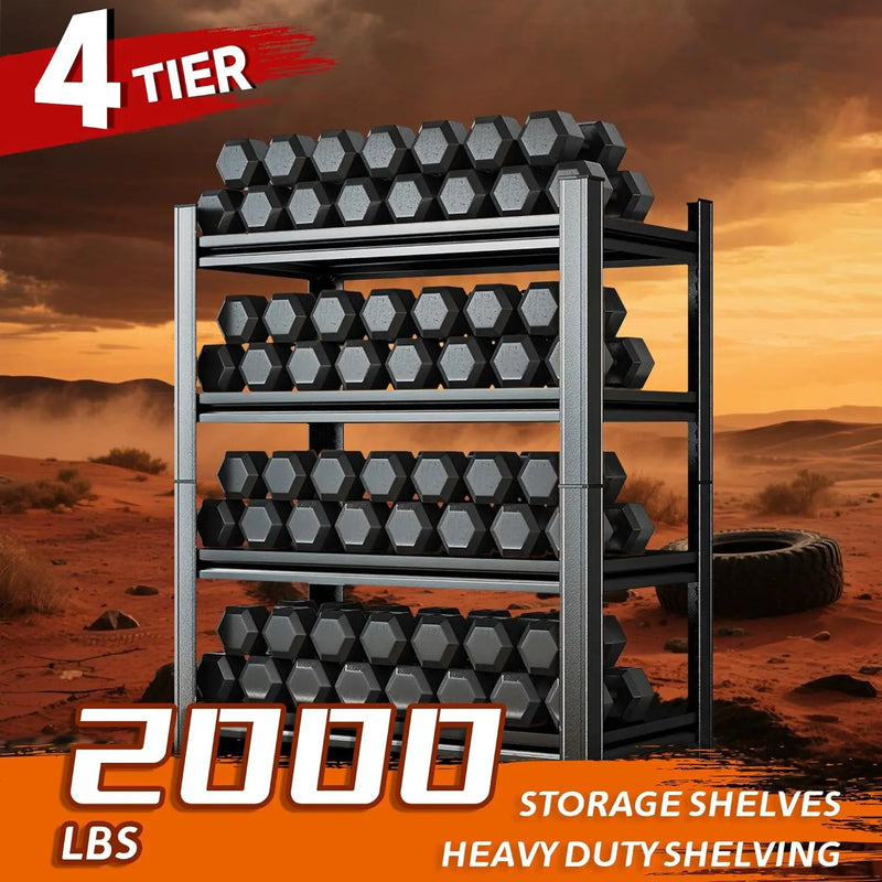 Heavy Duty 4-Tier Steel Shelving Unit, 2000LB Capacity Adjustable Storage Rack for Garage, Warehouse & Basement, Easy Tool-Free Assembly（54.3''H x 39.4W x 15.7''D） by GreenHaven Gardens