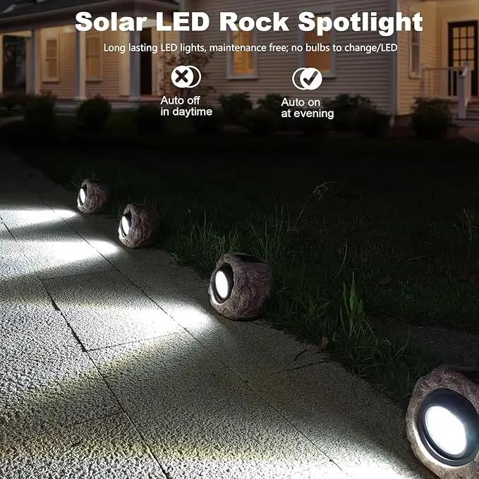 2 Pack Solar Rock Lights, Outdoor Decorative Garden Spotlights for Pathway, Walkway, Yard, Landscape, Patio by GreenHaven Gardens