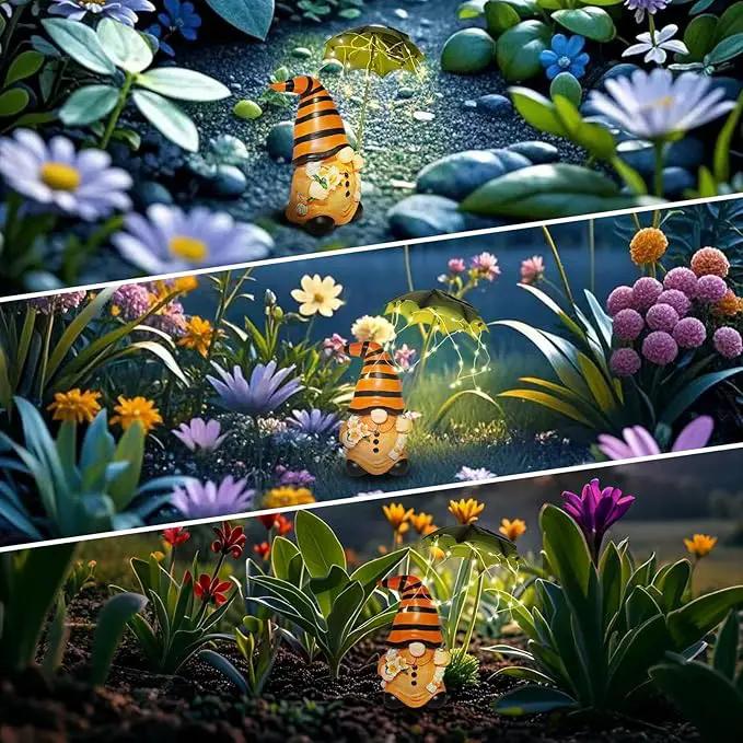 Garden Gnomes Outdoor Statues Decorations - Solar Gnome Figures with Umbrella Lights,Gnome Ornaments,Outside Patio Lawn Yard Art Decor,Funny Garden Gnomes Gifts for Women/Mom Birthdays by GreenHaven Gardens
