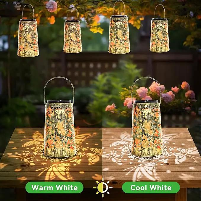 Waterproof Metal Hanging Solar Lantern, Decorative Outdoor Butterfly Light for Garden or Yard Use, Cool/Warm Lighting, 2 Pack by GreenHaven Gardens