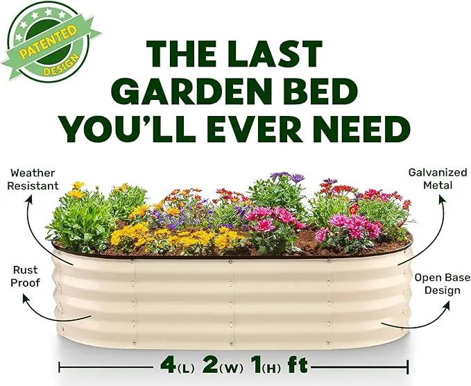 Galvanized Raised Garden Beds Outdoor // 4×2×1 ft (2-Pack) Planter Raised Beds for Gardening, Vegetables, Flowers // Large Metal Garden Box (White) // Patented Tool-Free Design by GreenHaven Gardens