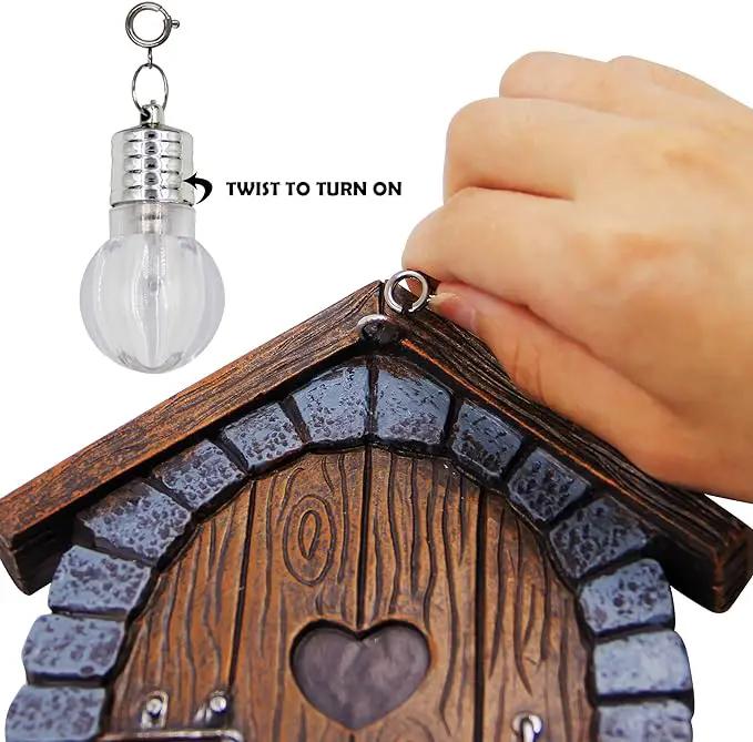 Juegoal Fairy Gnome Home Miniature Window and Door with Litter lamp for Trees Decoration, Glow in Dark Fairies Sleeping Door and Windows, Yard Art Garden Sculpture, Lawn Ornament Decor by GreenHaven Gardens