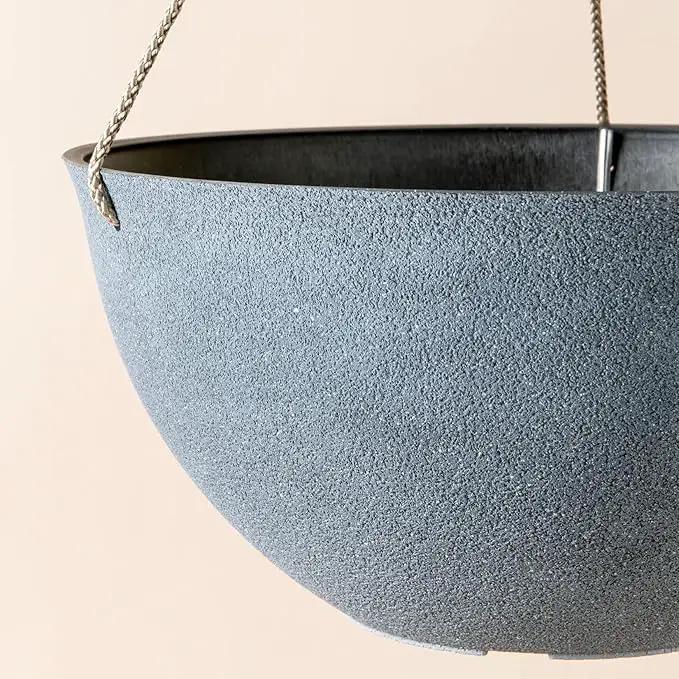 LA JOLIE MUSE Large Hanging Planters for Outdoor Plants - Hanging Flower Pots Weathered Gray (13.2 Inch, Set of 2) by GreenHaven Gardens