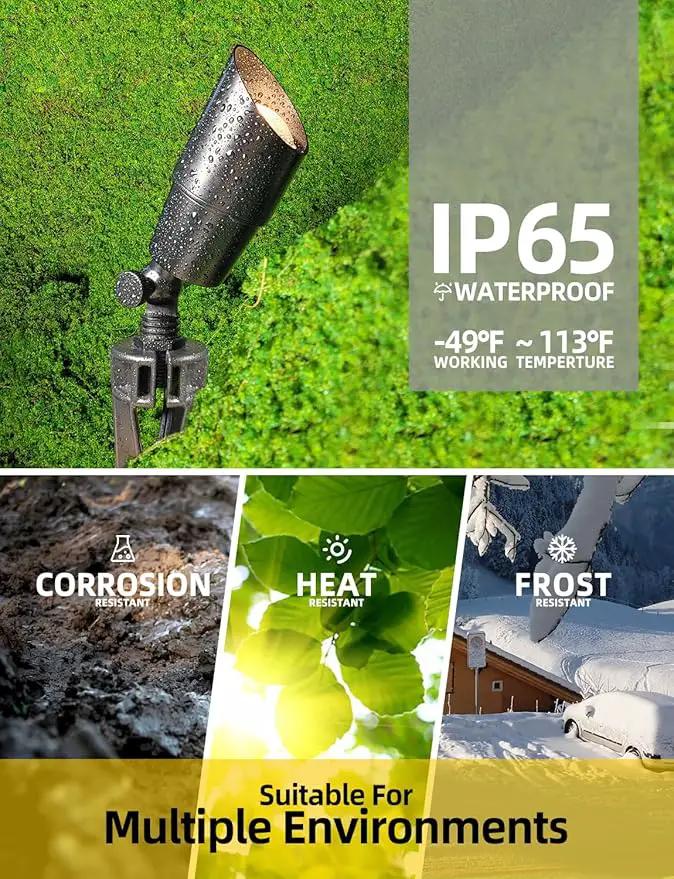 COLOER Brass Low Voltage Landscape Spotlight(Black) 1-Pack with 5W Aluminum Housing MR16 LED Bulb 2700K 450LM CRI85+,12V AC/DC Outdoor Uplighting, Directional Garden Patio Spot Up Light(101B-Black) by GreenHaven Gardens
