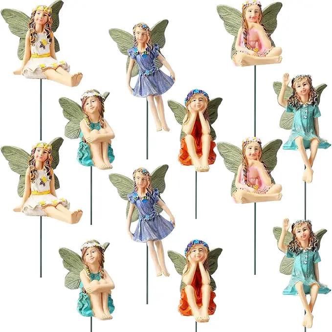 Bucherry 12 Pieces Garden Mini Fairies Figurines Miniature Fairy Sculpture Decoration Tiny Garden Accessories for Home Outdoor Yard Lawn Flower Pot Decor(Elegant) by GreenHaven Gardens