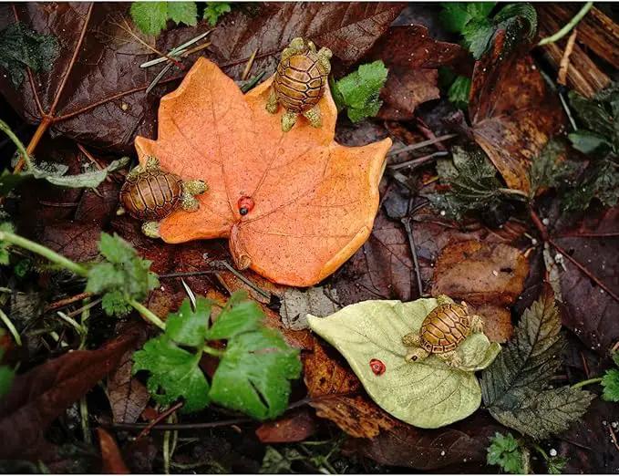 Top Collection Miniature Fairy Garden and Terrarium Statue, Little Turtle on Leaf by GreenHaven Gardens