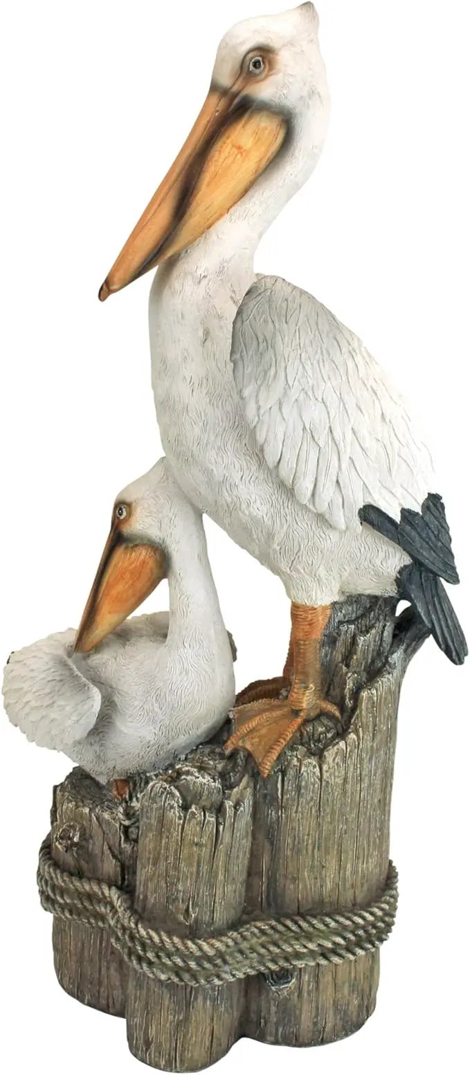 Design Toscano Coastal Decor Ocean's Perch Pelicans Garden Bird Statue, 9 Inch Wide, 24 Inch Tall, Cast Stone Resin, Full Color Finish by GreenHaven Gardens