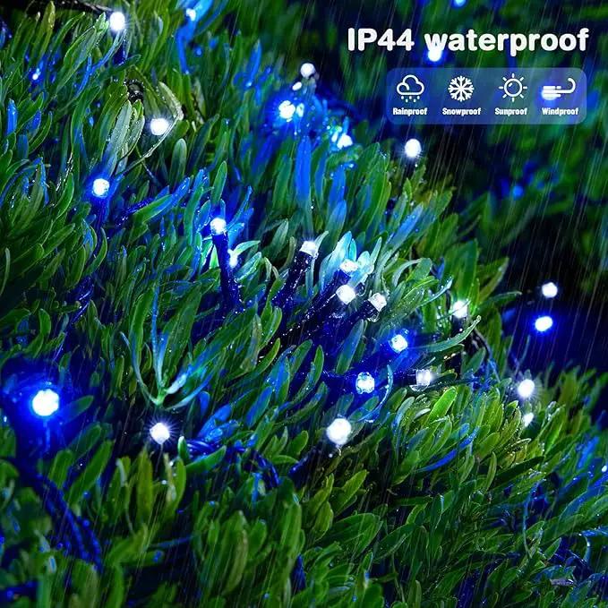 JMEXSUSS 2 Pack Blue and White Solar Christmas Lights, Total 400 LED 151FT Solar String Lights Outdoor Waterproof, 8 Modes Solar Light for Outside Tree Patio Christmas Decorations by GreenHaven Gardens