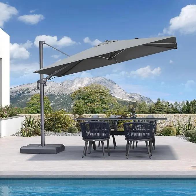 PURPLE LEAF 10' X 6.5' Left-right Tilting Outdoor Patio Umbrella Swivel Offset Cantilever Heavy Duty Rectangle Aluminum Umbrella with UV Resistant for Deck Pool Patio Backyard, Graphite Grey by GreenHaven Gardens