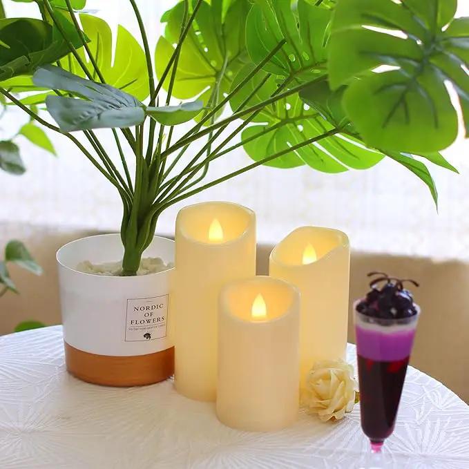 CANDLE CHOICE Waterproof Outdoor Battery Operated Flameless Candles with Auto Timer Flickering Plastic Resin Electric LED Pillar Lights for Lantern Patio Garden Wedding Party Decorations Pack of 4 by GreenHaven Gardens