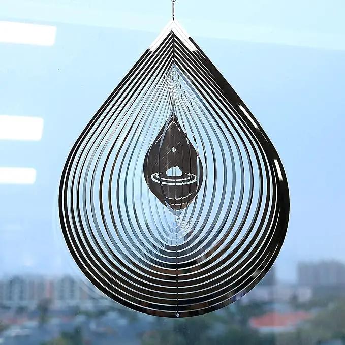 Wind Spinner 3D Stainless Steel Metal Sculptures Decorations, 3D Water Droplets Metal Wind Sculptures & Spinners for Indoor Outdoor Garden Decoration 12inch by GreenHaven Gardens