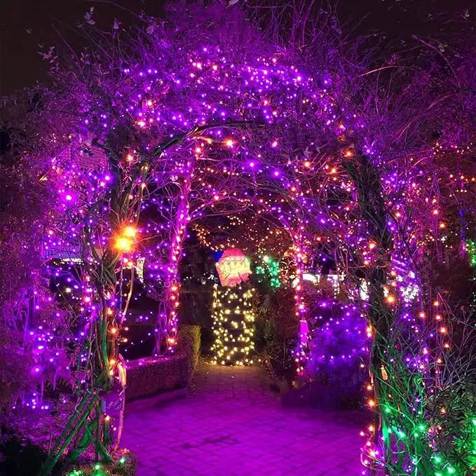 2-Pack 66FT 200 LED Extendable Halloween Lights, Orange and Purple Halloween Decorations Outdoor Indoor Tree Lights with Timer and Memory Function, Plug in Mini Light Waterproof with 13 Lighting Modes by GreenHaven Gardens