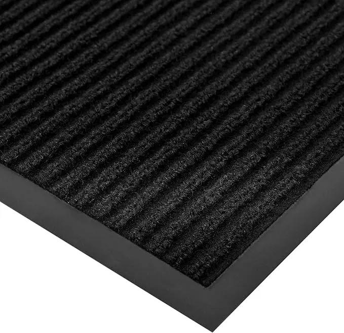 fani Heavy Duty Large Outdoor Indoor Entrance Doormat Waterproof Low Profile Entrance Rug Front Door Mat Patio Anti-Skid Rubber Back, 35x60 inch (Jet Black) by GreenHaven Gardens