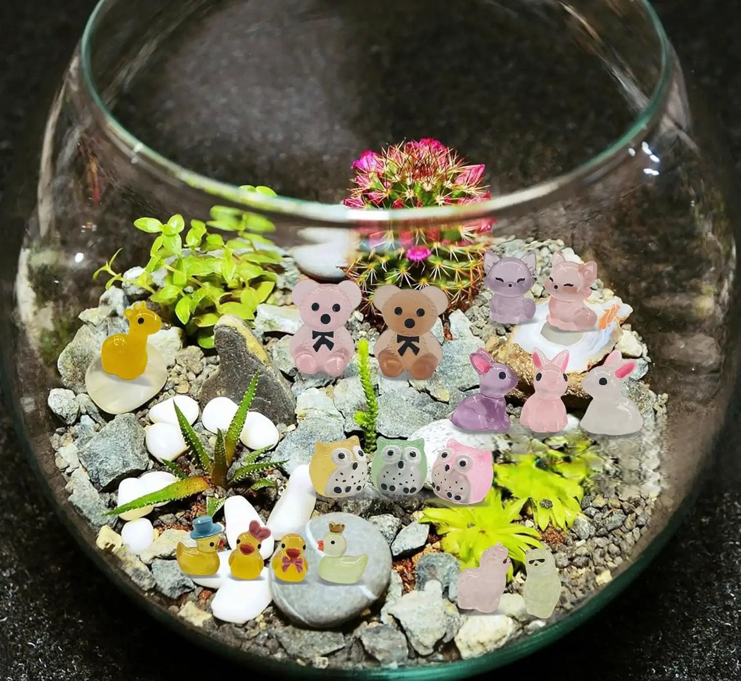160 Pcs Luminous Mini Resin Animals Tiny Figurines Glow in The Dark Tiny Resin Ducks for Fairy Garden, Miniature Accessories, Crafts, and Decor by GreenHaven Gardens
