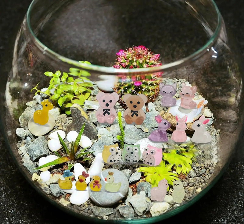 160 Pcs Luminous Mini Resin Animals Tiny Figurines Glow in The Dark Tiny Resin Ducks for Fairy Garden, Miniature Accessories, Crafts, and Decor by GreenHaven Gardens