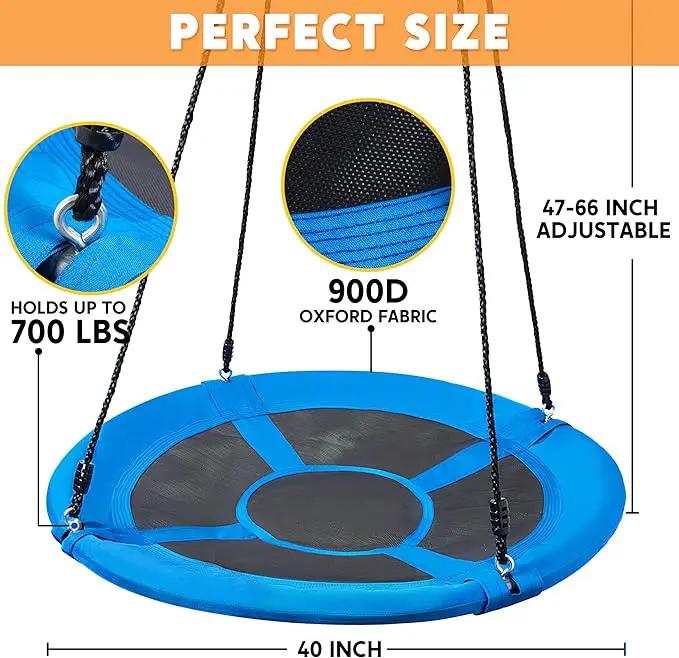 TURFEE 40" Saucer Tree Swing Set - 900Lb Weight Capacity, 900D Oxford Waterproof, with Hanging Straps Swings for Kids Playground Outdoor Activity Backyard Daily Exercise Fun(Blue) by GreenHaven Gardens
